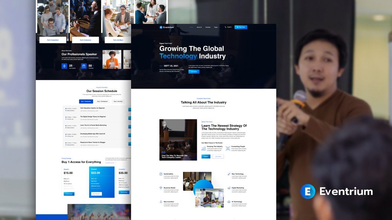 Eventrium – tech event import elementor template kit