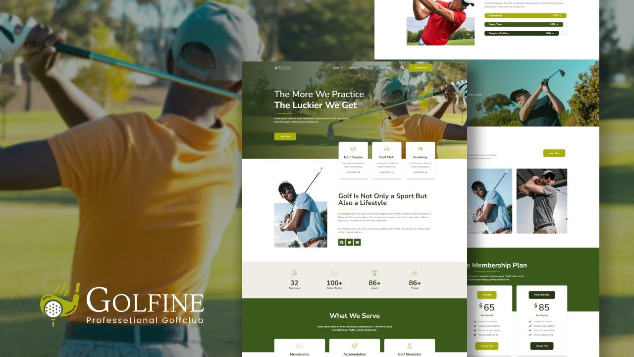Golfine – sports wordpress premium elementor templates kit