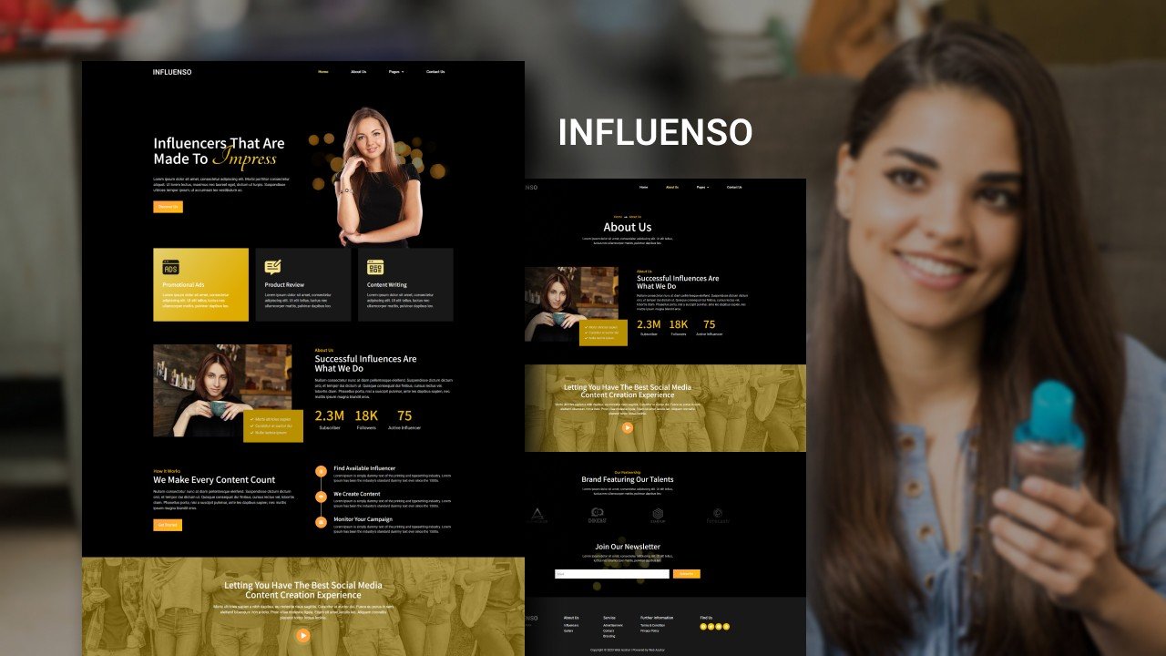 Influenso – portfolio wordpress elementor template kit