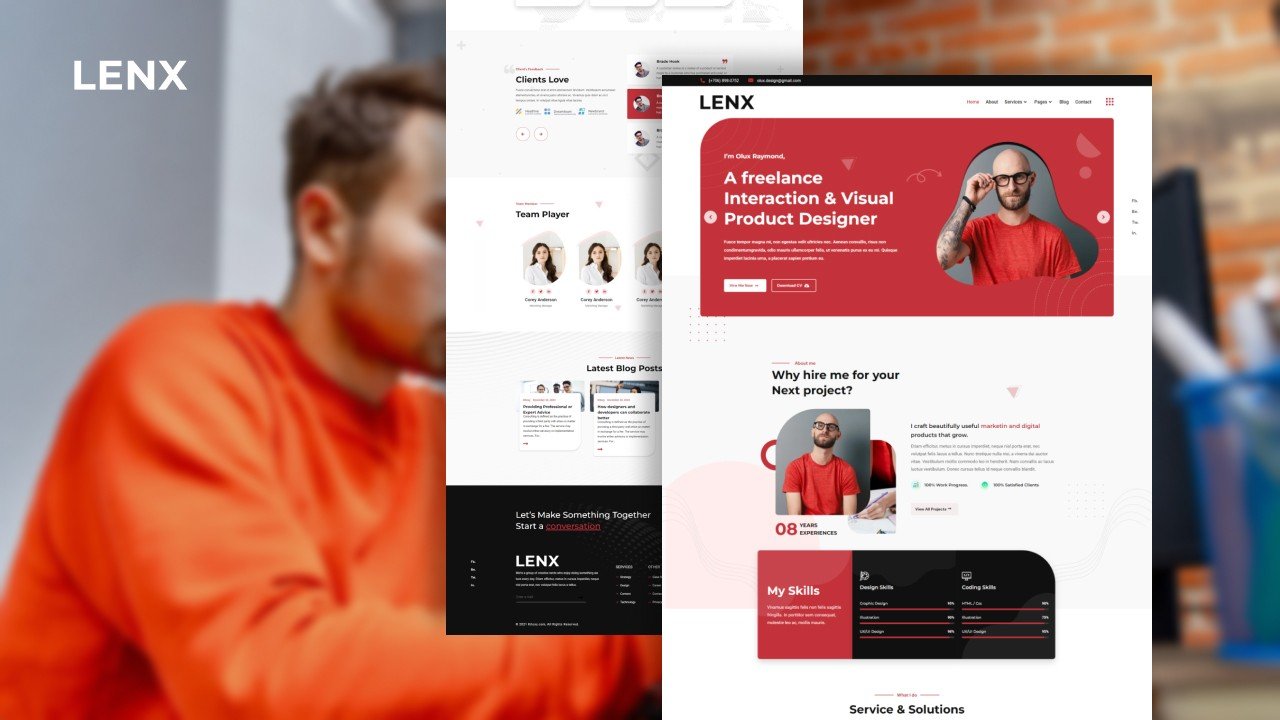 Lenx – portfolio wordpress elementor template kit