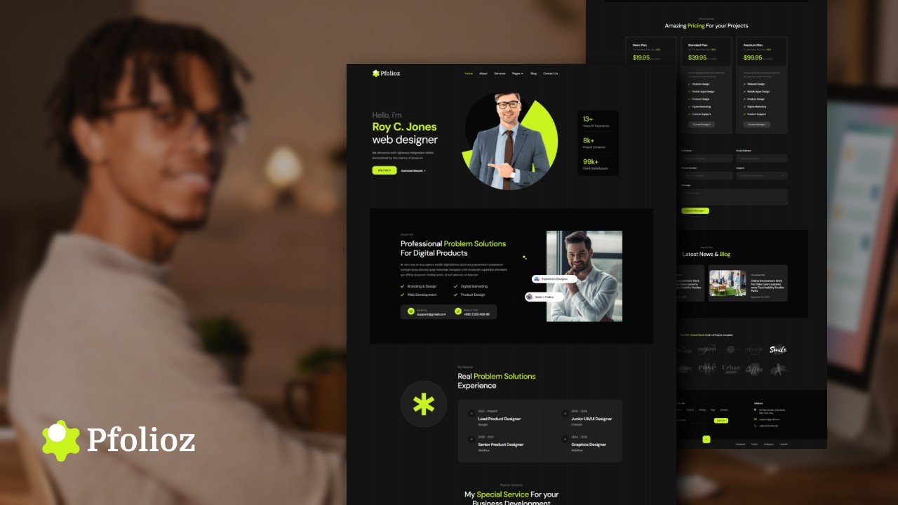 Pfolioz – portfolio wordpress elementor template kit