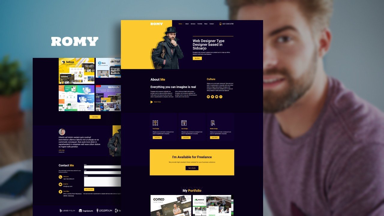 Romy – portfolio wordpress elementor template kit