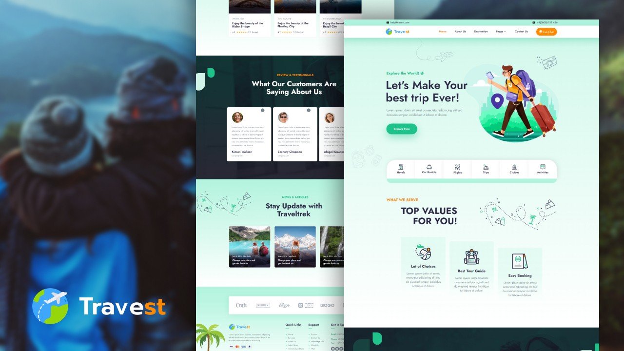 Travest – tour travel booking service elementor template kit