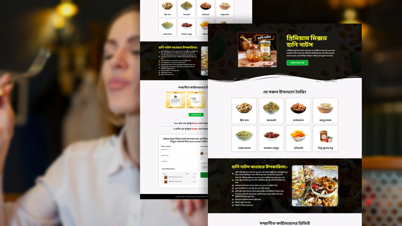 প্রিমিয়াম মিক্সড হানি নাটস – বাংলা ল্যান্ডিং পেজ